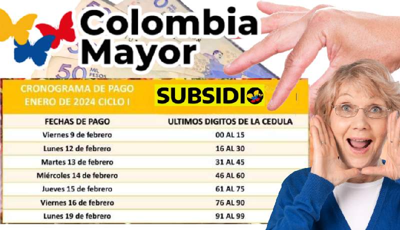 Cronograma de Pagos del Subsidio Colombia Mayor en Febrero 2024 JEY TE INFORMA