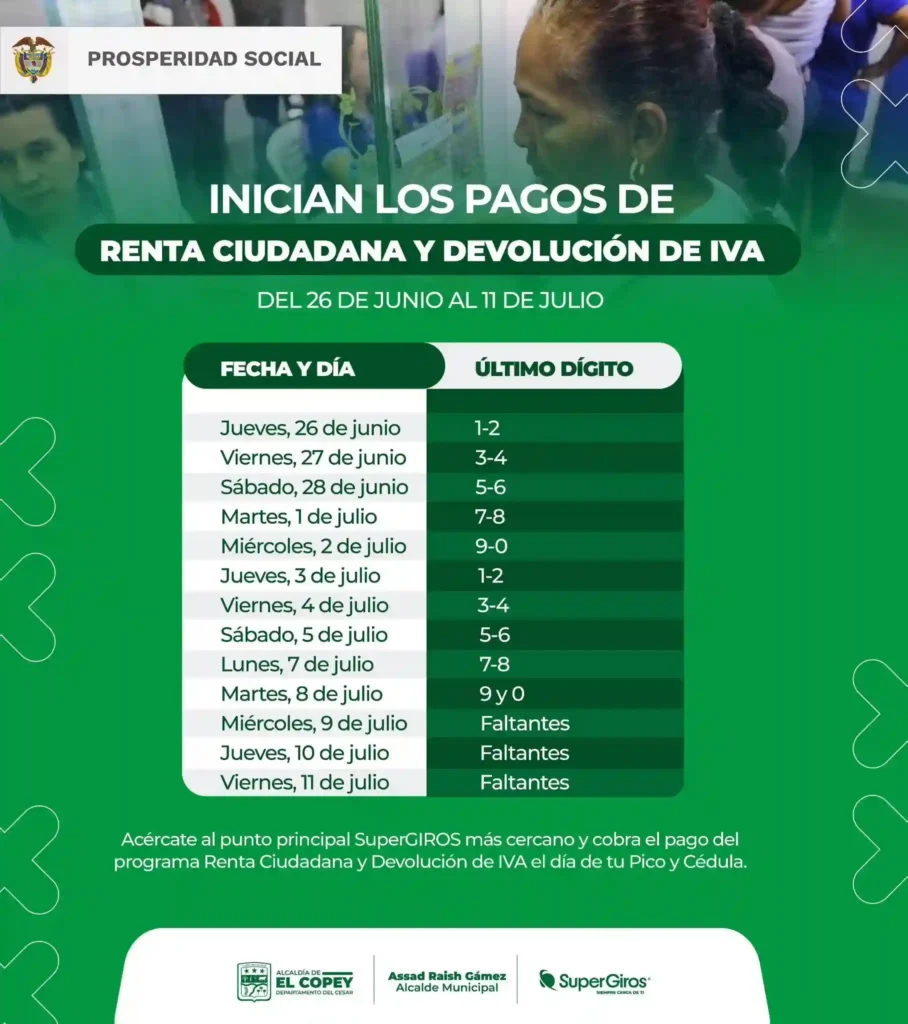 Pago de Renta Ciudadana y Devolucion del IVA